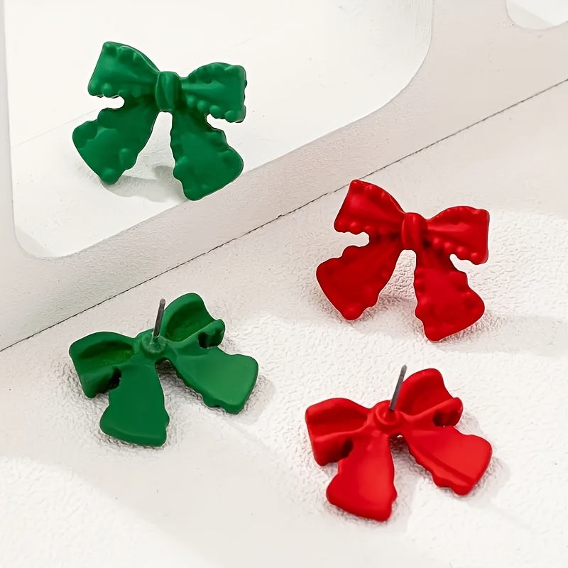 Bow Shaped Stud Earrings Vintage Style Party Accessories